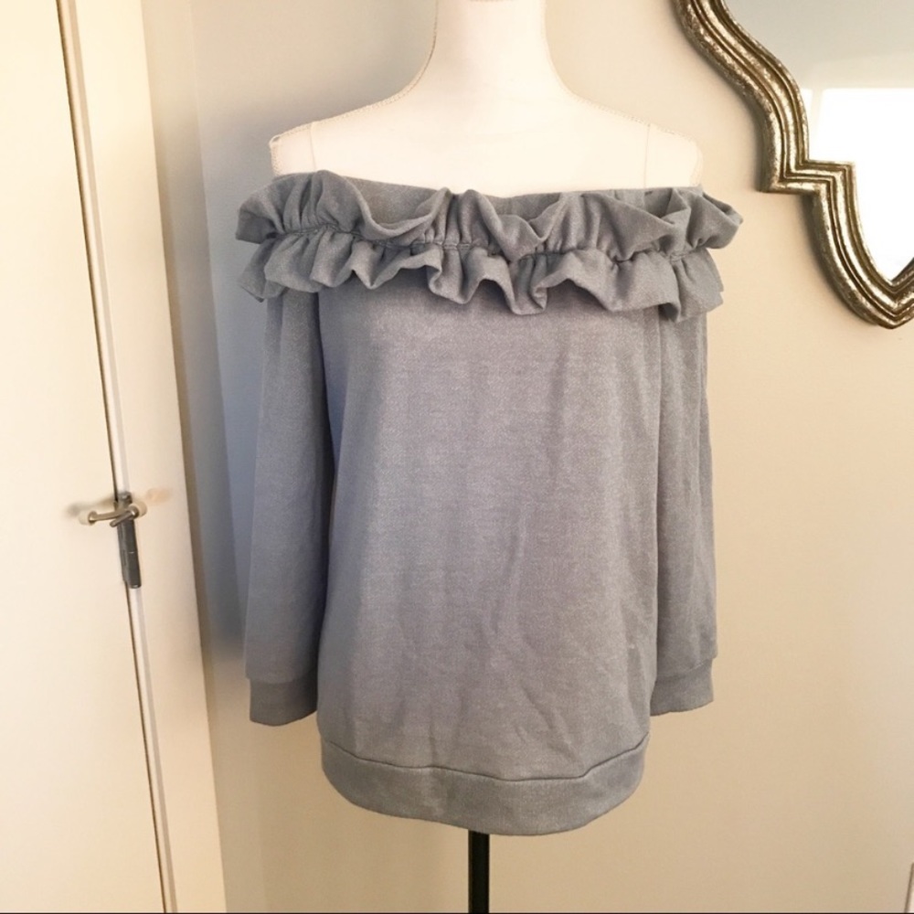 Blueish grey ruffle sweater